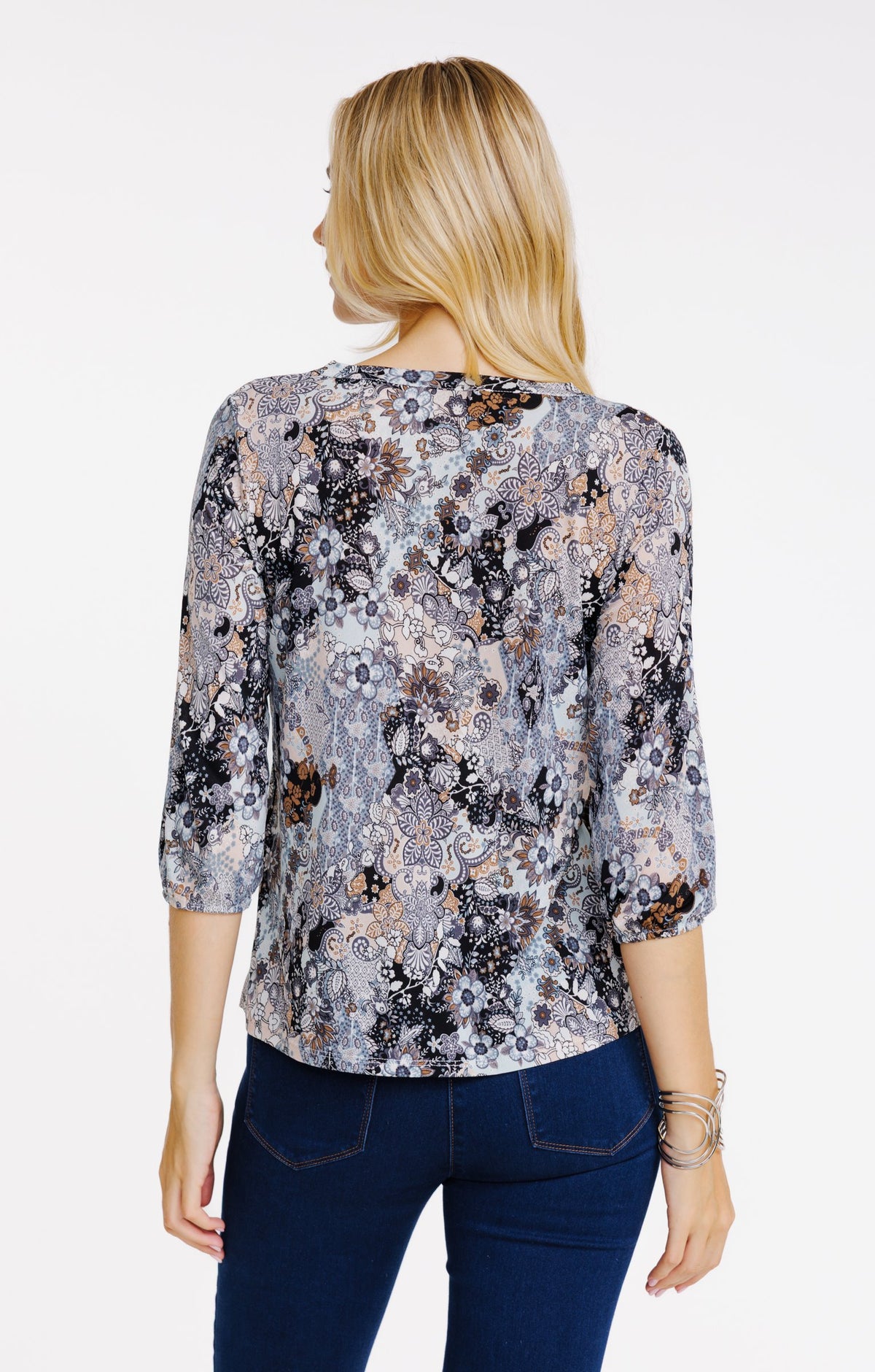 Tee-shirt col mao manches 3/4 - 2