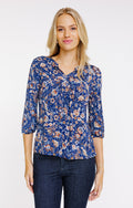 Tee-shirt col mao manches 3/4 - 1
