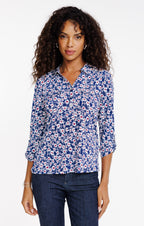 Tee-shirt col polo imprimé fleurs - 1