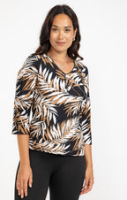 Tee-shirt col V avec pipping - 1