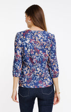 Tee-shirt fleuri col mao - 2