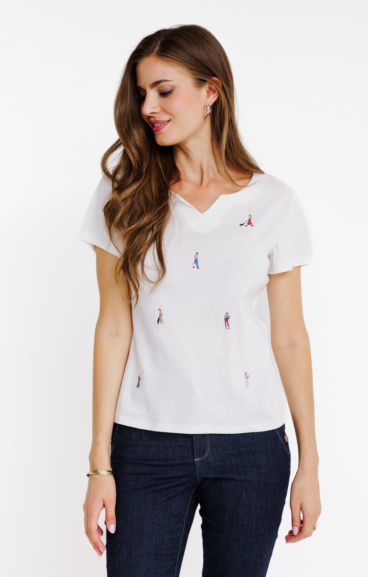 Tee-shirt imprimé avec col mao - 1