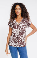 Tee-shirt imprimé avec col v - 1
