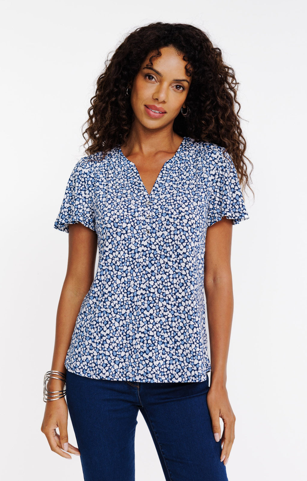 Tee-shirt imprimé col mao - 1