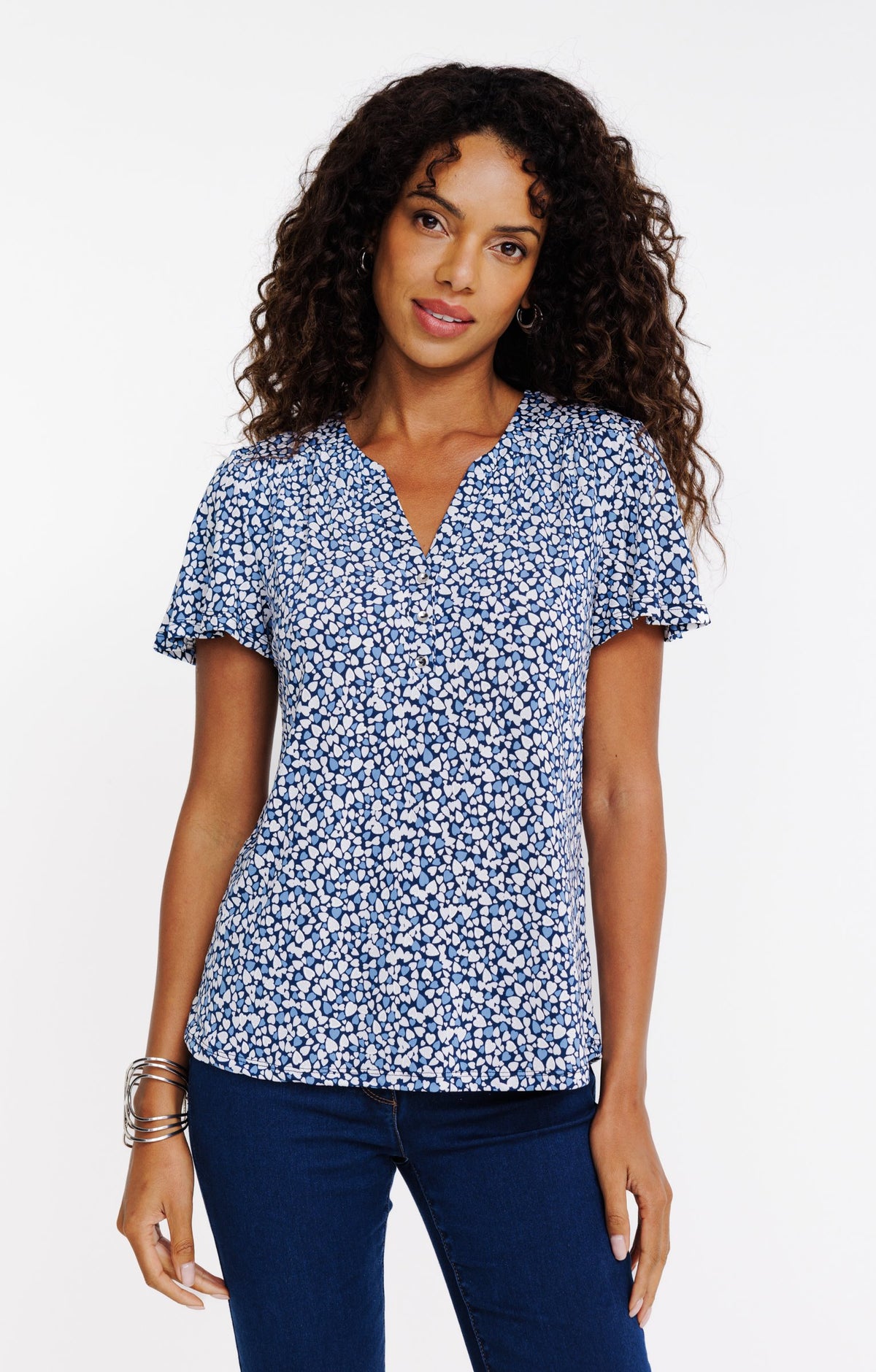 Tee-shirt imprimé col mao - 1