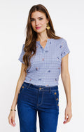 Tee-shirt imprimé col mao - 1