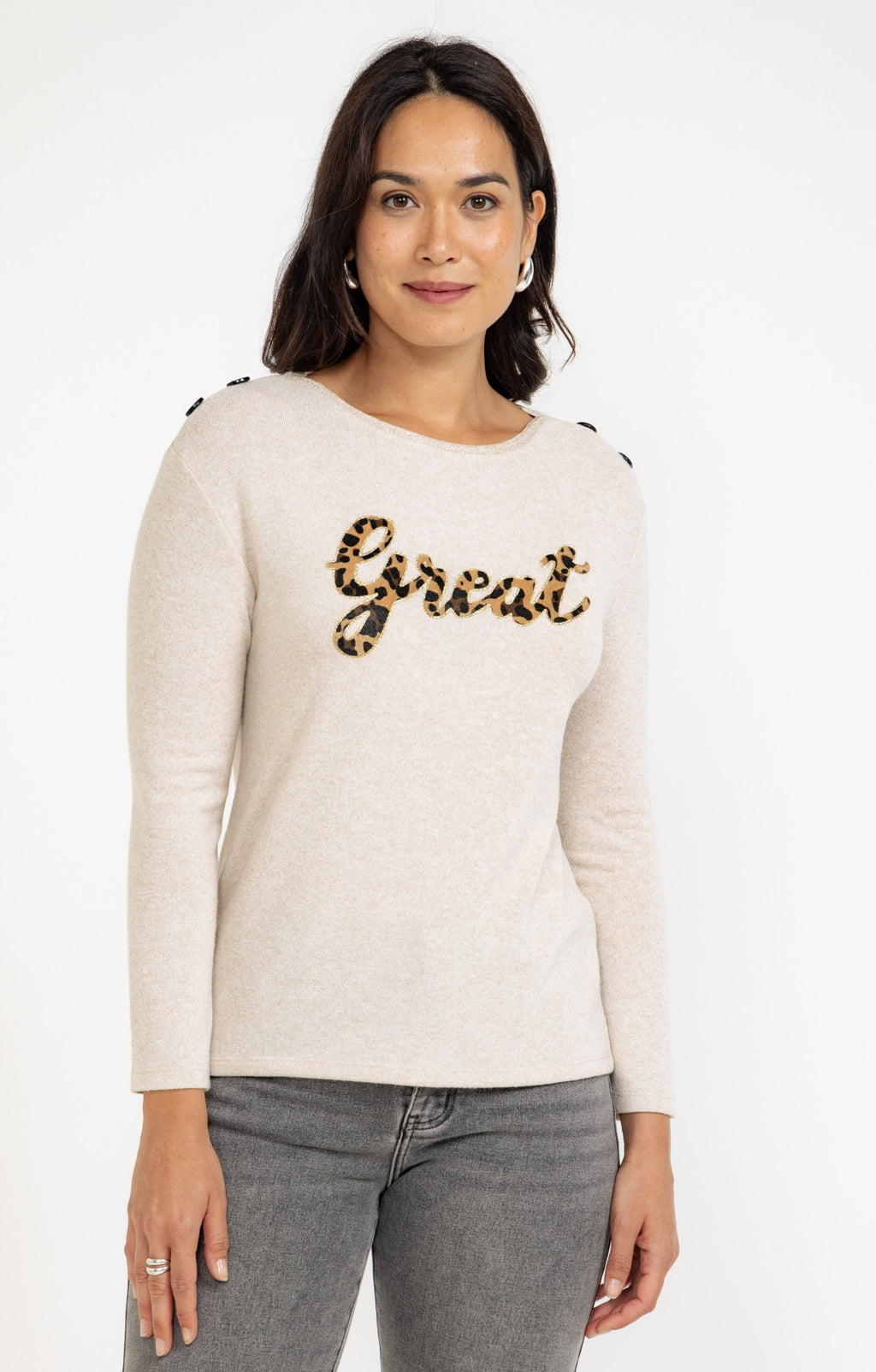Tee-shirt imprimé placé et manches 3/4 - 1