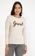 Tee-shirt imprimé placé et manches 3/4 - 1
