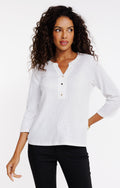 Tee-shirt manches 3/4 avec col mao - 1