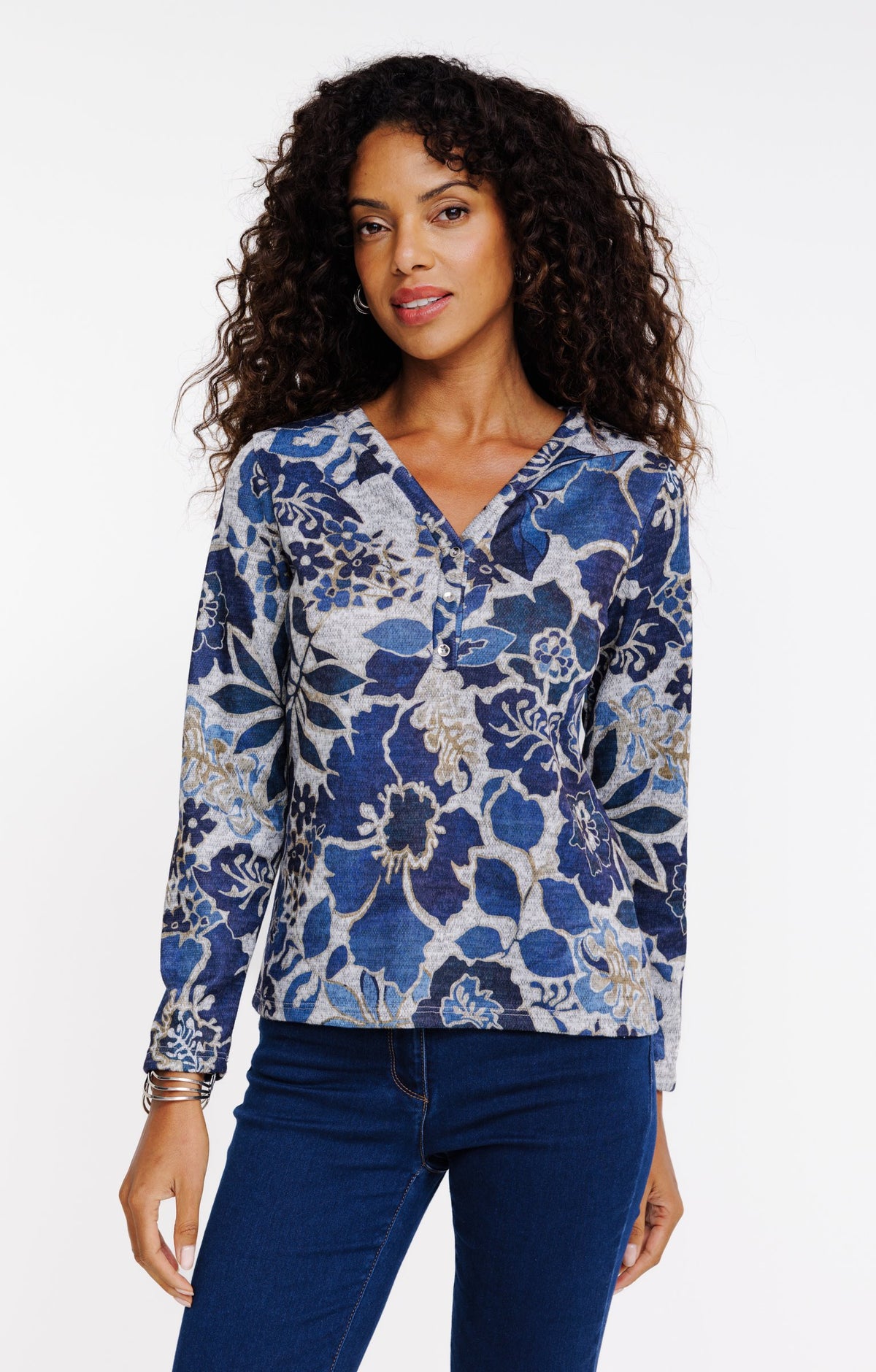 Tee-shirt manches longues col v - 1