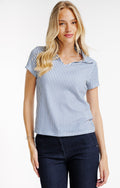 Tee-shirt rayé col polo - 1