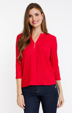 Tee-shirt uni 3/4 avec col mao - 1