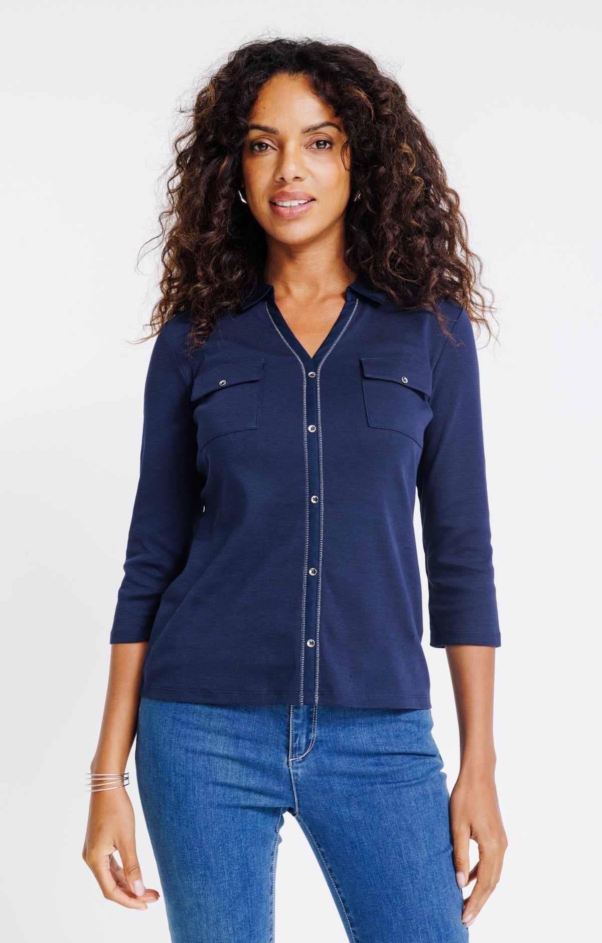 Tee-shirt uni manches 3/4 - 1