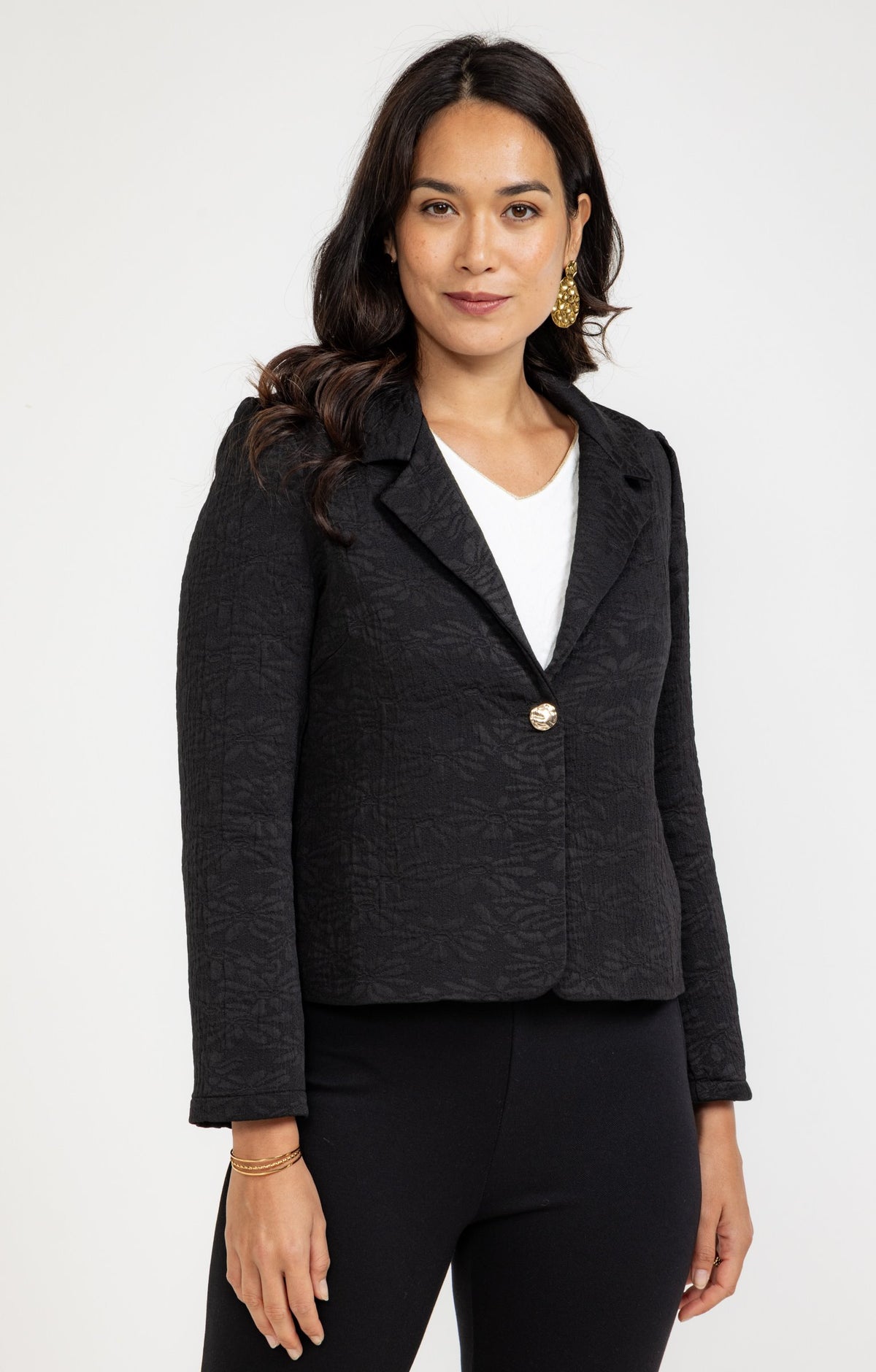 Veste blazer en tissu damassé - 1