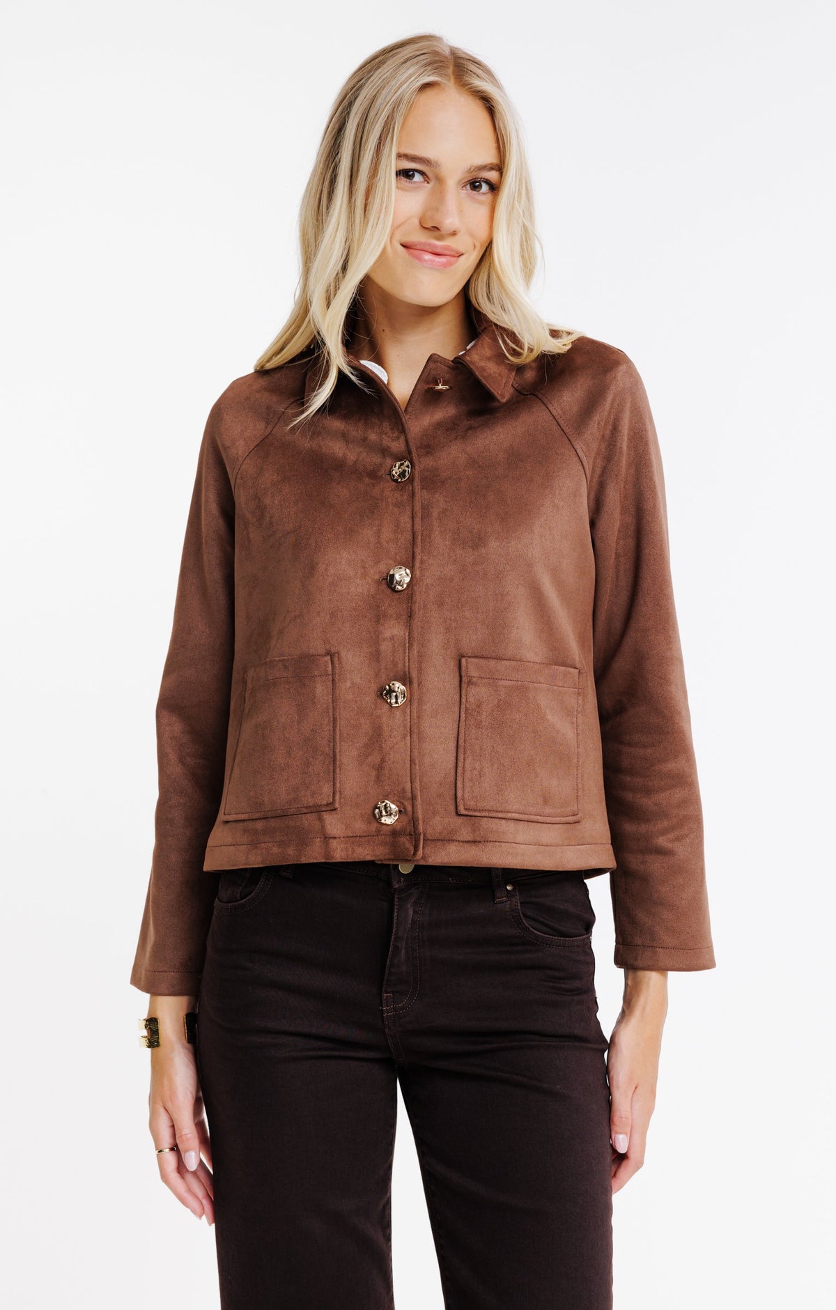Veste boutonnée en suédine - 1