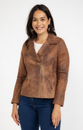 Veste biker doublure léopard - 1