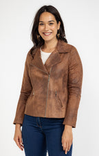 Veste biker doublure léopard - 1